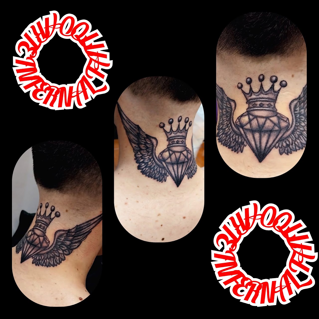 Tatuaje detallado de realismo en antebrazo con un león y figura alada